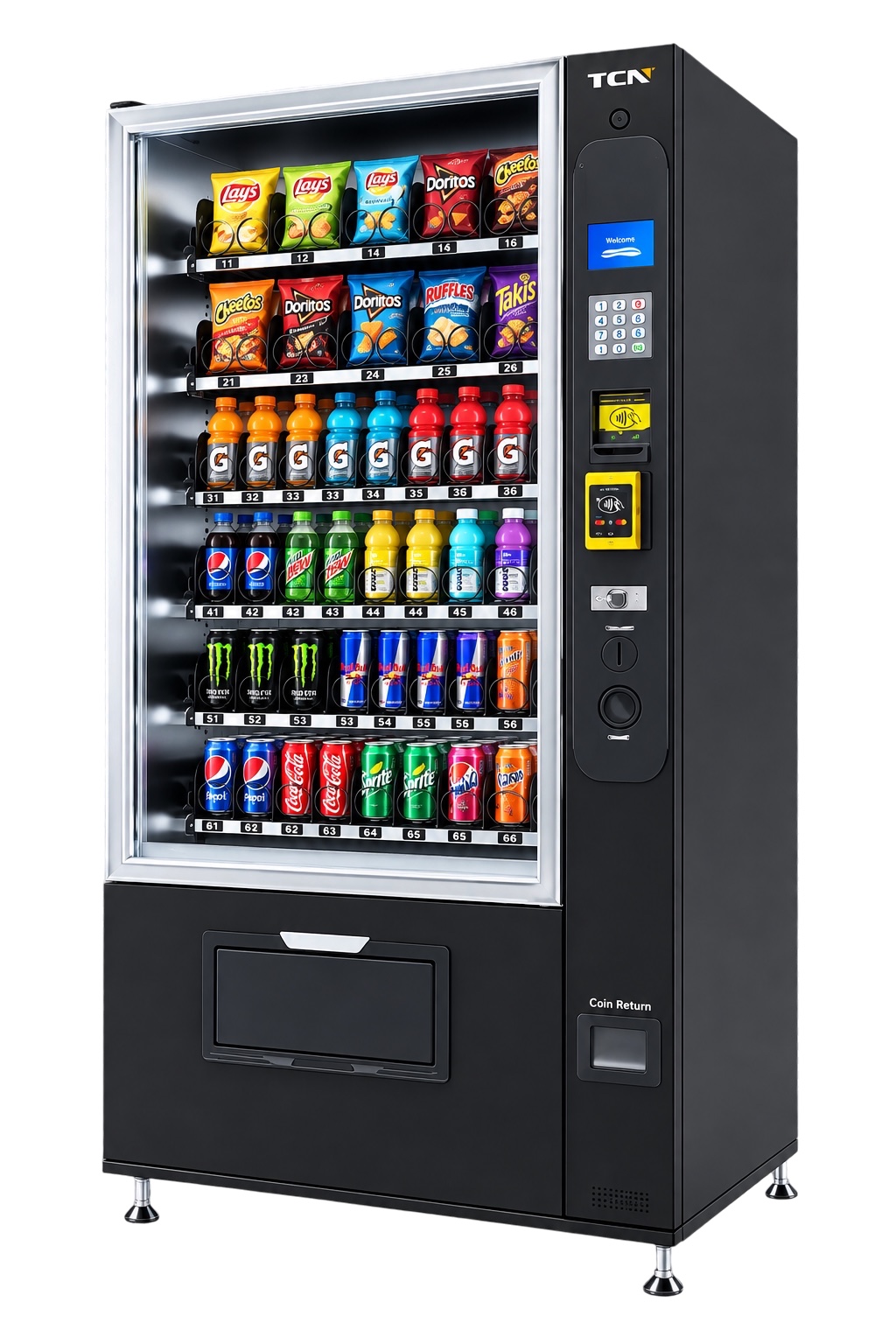 Moderný TCN automat na snacky a chladené nápoje